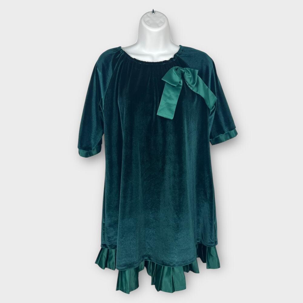 Chasing Fireflies Girls 14 Green Velvet Holiday‎ Dress Bow Boutique Party